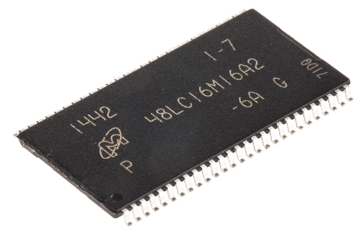 Produktfoto 1 von Micron SDRAM 256MB 16 MB x 16 bit SDR 167MHz 16bit Bits/Wort 6ns TSOP 54-Pin, 3 V bis 3,6 V