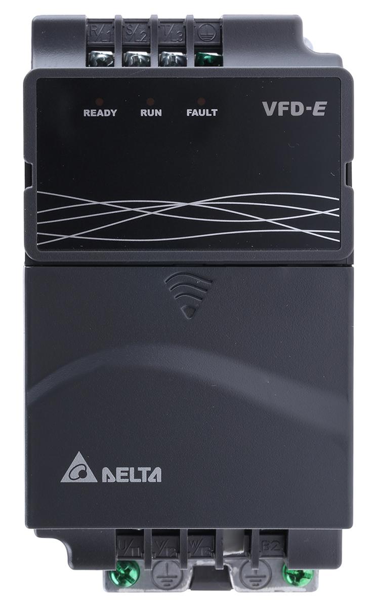 Produktfoto 1 von Delta Electronics VFD-E, 3-Phasen Frequenzumrichter 1,5 kW, 460 V ac / 4,3 A 0 → 600Hz für Wechselstrommotoren