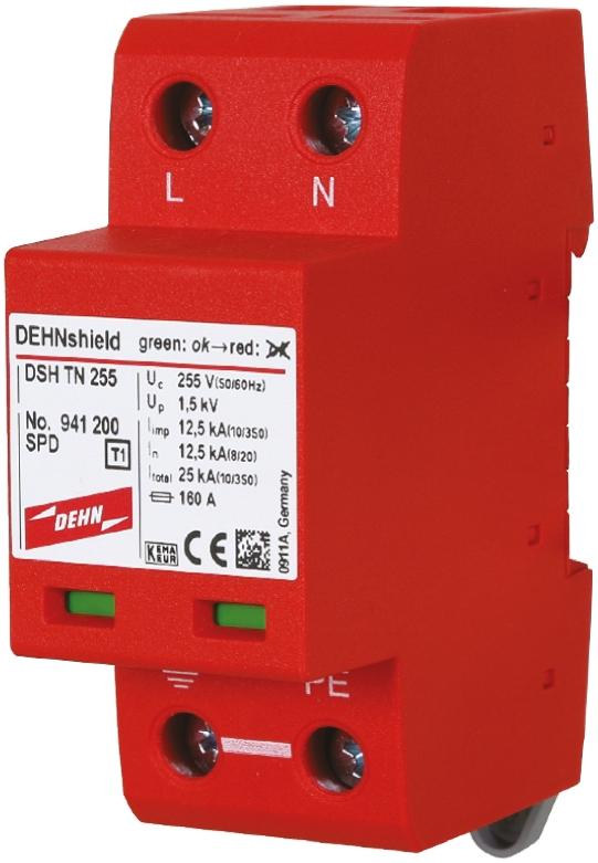 Dehn DSH Überspannungsschutz Modul, Transienten Spannungsbegrenzer 12.5kA 255 V ac, DIN-Schienen Montage, 36 x 72 x