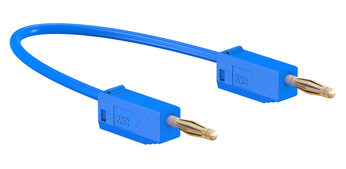 Produktfoto 1 von Staubli Messleitung 2 mm Stecker / Stecker, Blau PVC-isoliert 500mm, 30 V ac, 60V dc / 10A CAT II