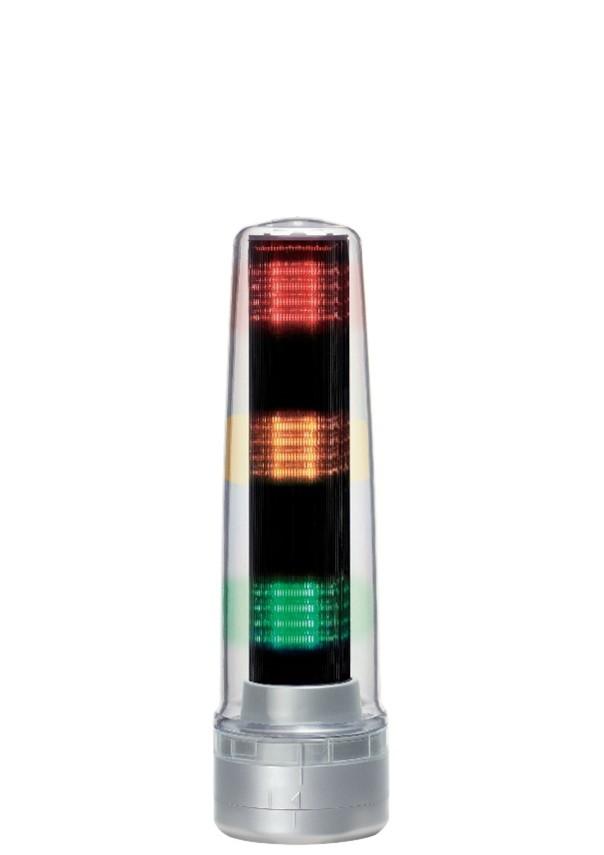 Produktfoto 1 von Patlite LS7 LED Signalturm 3-stufig Linse Klar LED Rot/Gelb/Grün + Dauer 244mm Multifunktion