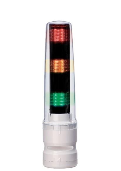 Patlite LS7 LED Signalturm 3-stufig Linse Klar LED Rot/Gelb/Grün + Summer Blitz, Dauer 284mm Multifunktion