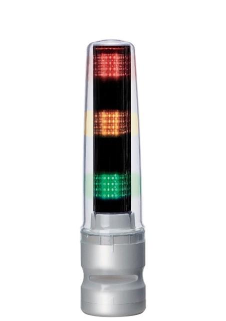 Patlite LS7 LED Signalturm 3-stufig Linse Klar LED Rot/Gelb/Grün + Summer Blitz, Dauer 284mm Multifunktion