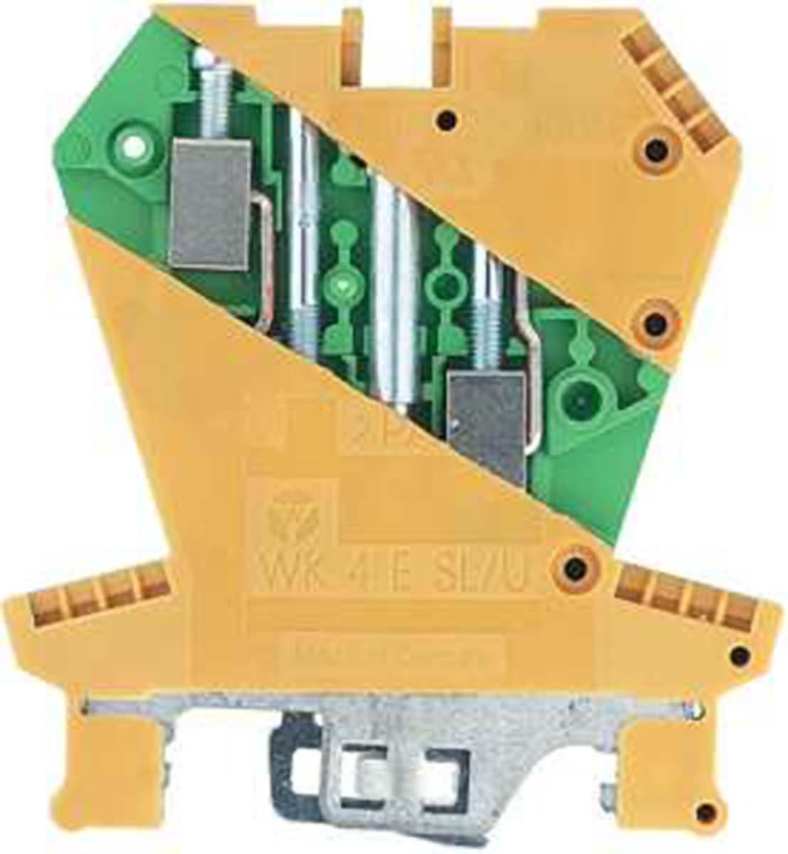 Wieland DIN-Schienenklemme ohne Sicherung, Hutprofil, 4-polig, Schrauben-Anschluss, 22 12 AWG, Grün/Gelb