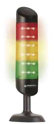 Werma Kompakt LED Signalturm 3-stufig Linse Klar LED Rot/Gelb/Grün + Summer Dauer 391mm Multifunktion