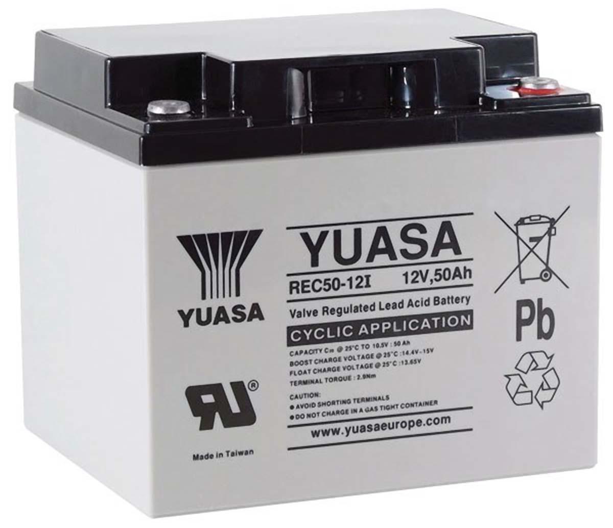 Produktfoto 1 von Yuasa Abgedichteter Bleiakku, 12V / 50Ah, M5-Anschluss, 197 x 165 x 175mm