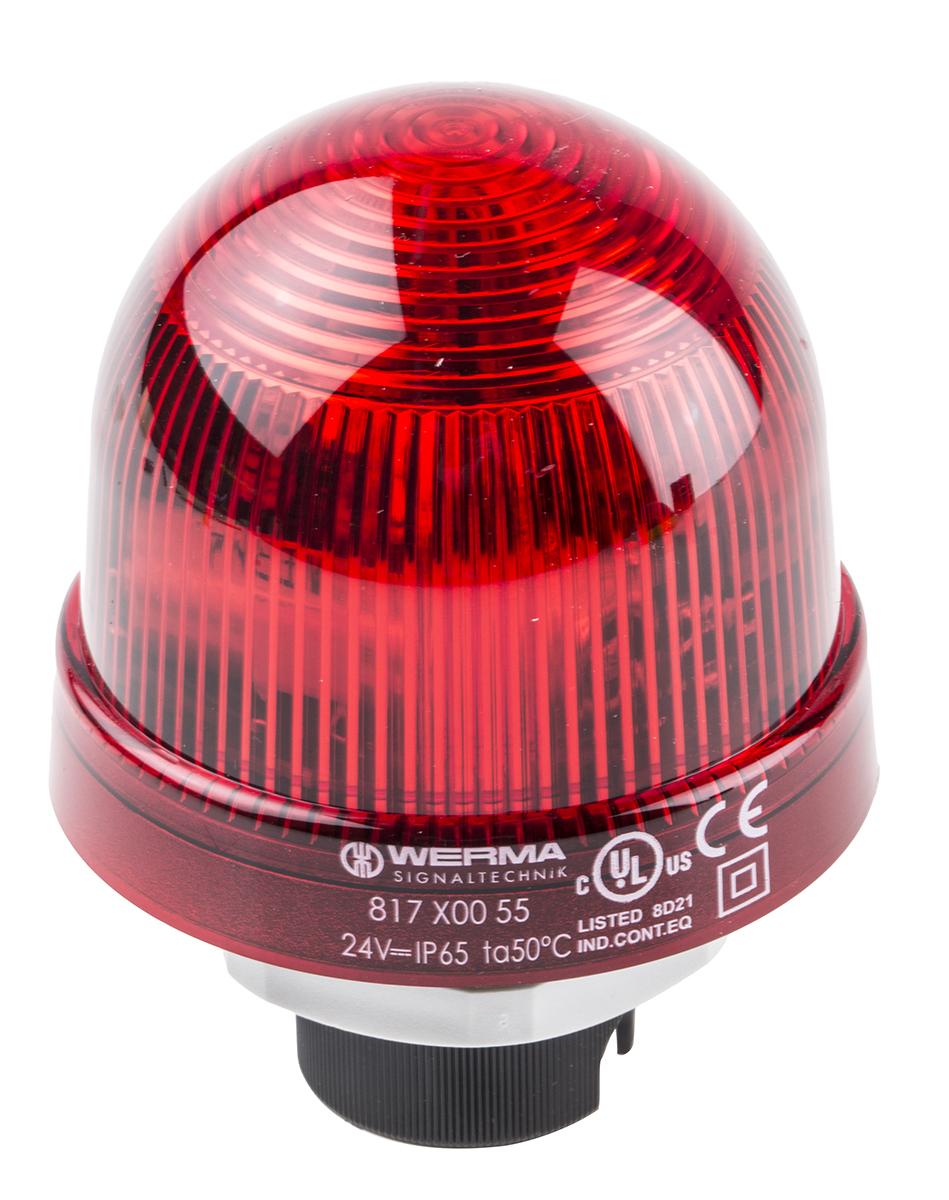 Produktfoto 1 von Werma EM 817, Xenon Blitz Signalleuchte Rot, 24 V dc, Ø 75mm x 97mm