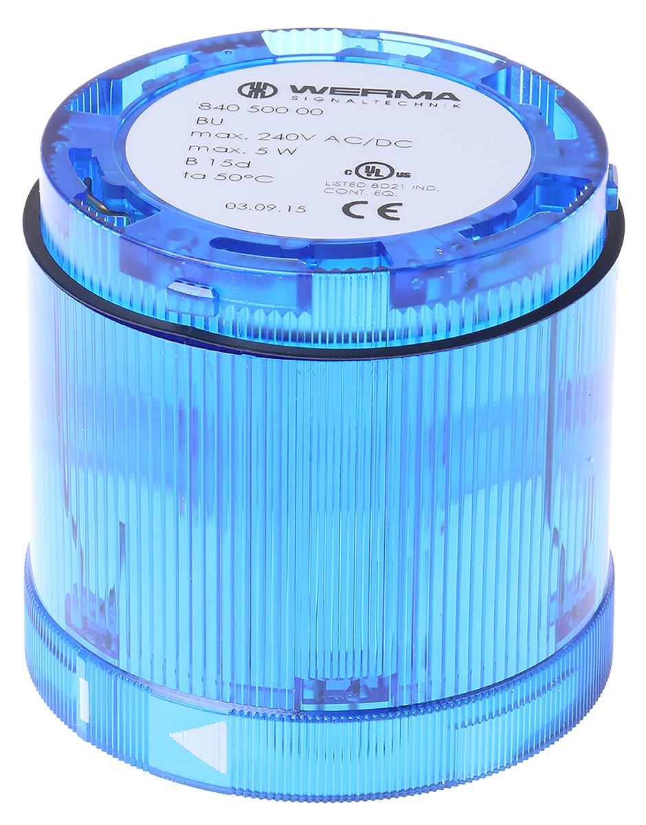 Produktfoto 1 von Werma KombiSIGN 70 840 Blinken Signalleuchte Dauer-Licht Blau, 12 → 230 V ac/dc, 70mm x 65.5mm