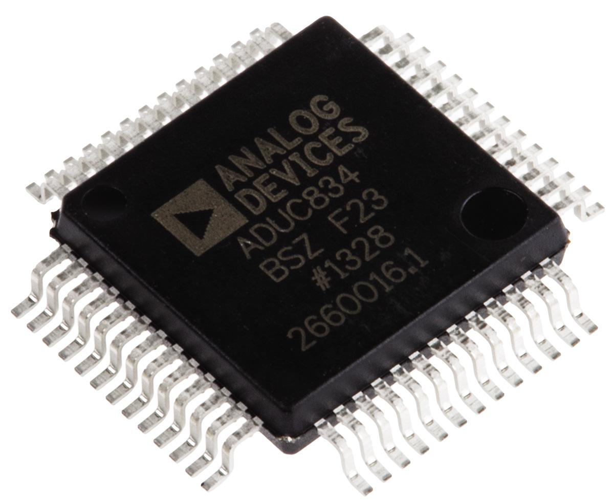 Produktfoto 1 von Analog Devices Mikrocontroller ADuC8 8052 8bit SMD 4 kB, 62 kB MQFP 52-Pin 12.58MHz 2304 kB RAM