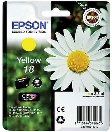 Produktfoto 1 von Epson 18 Druckerpatrone für Epson Patrone Gelb 1 Stk./Pack Seitenertrag 180