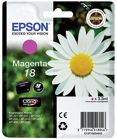 Produktfoto 1 von Epson 18 Druckerpatrone für Epson Patrone Magenta 1 Stk./Pack Seitenertrag 180