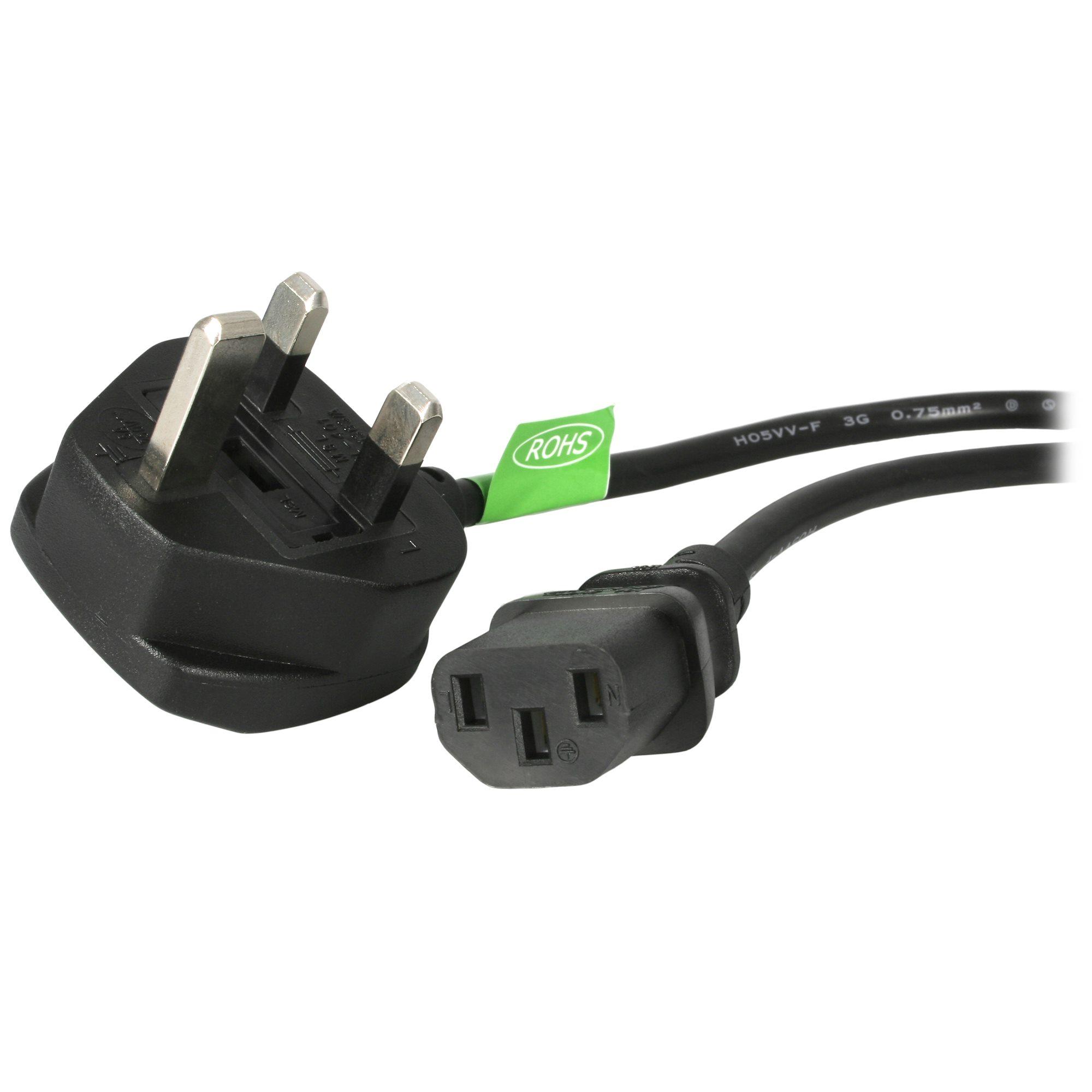 Produktfoto 1 von StarTech.com Netzkabel, 3-adrig Typ Leistung Schwarz x 0,75 mm² /Ø 6.8mm 10 A (Ampere), 3m, 250 V, PVC