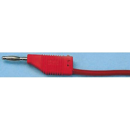 Produktfoto 1 von Staubli Messleitung 2 mm Stecker / Stecker, Rot Silikon-isoliert 250mm, 30 V ac, 60V dc / 10A