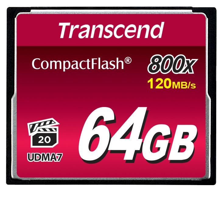 Produktfoto 1 von Transcend Speicherkarte, 64 GB, CompactFlash, 800x, MLC