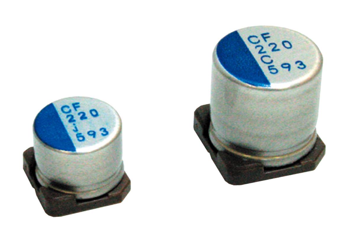 Produktfoto 1 von Nichicon CF, SMD Polymerkondensator 330μF ±20% / 16V dc, Ø 10mm, -55°C → +105°C