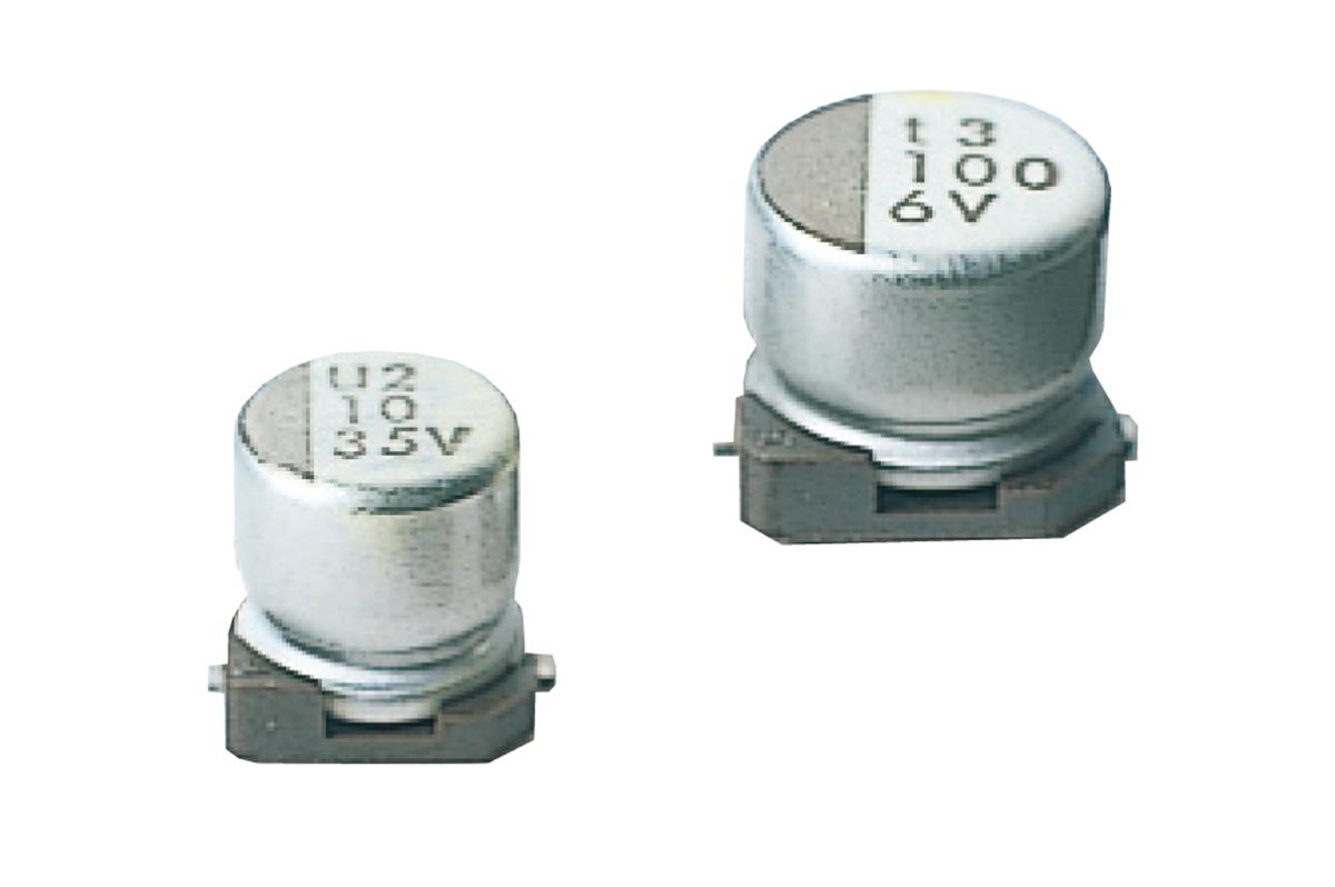 Produktfoto 1 von Nichicon WX, SMD Aluminium-Elektrolyt Kondensator 10μF ±20% / 25V dc, Ø 5mm x 5.4mm x 5.3mm, +85°C