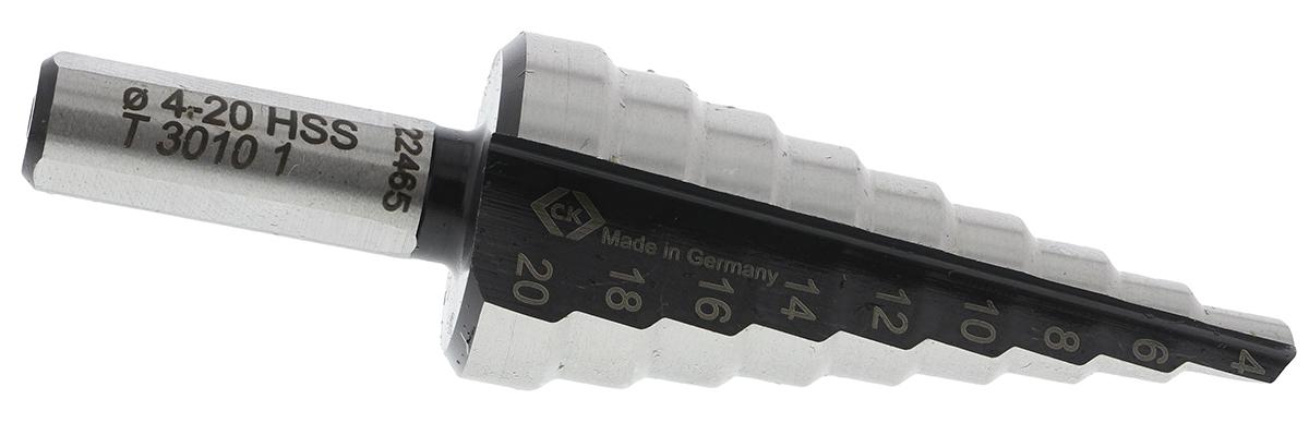 Produktfoto 1 von CK HSS Stufenbohrer 9-stufig, 4mm → 20mm