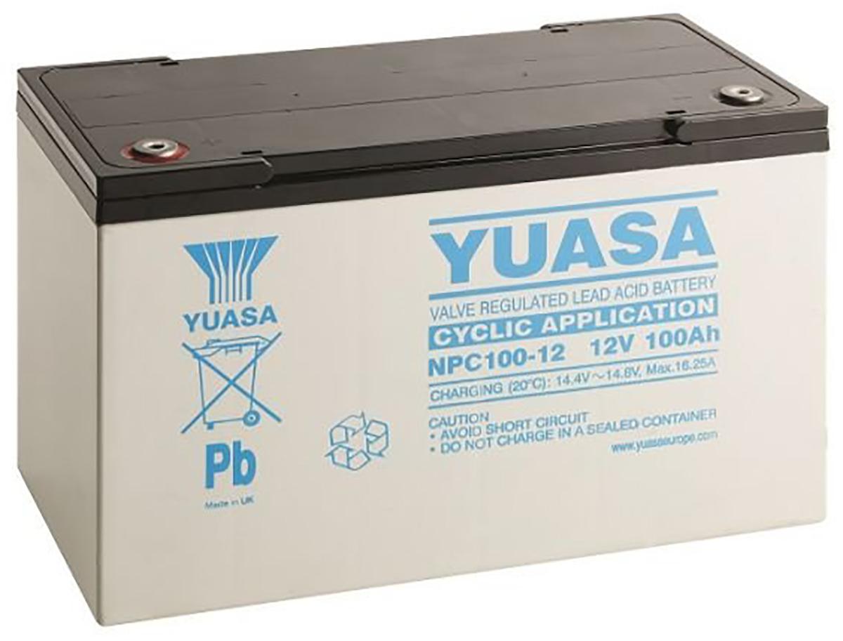 Produktfoto 1 von Yuasa Abgedichteter Bleiakku, 12V / 100Ah, M8-Anschluss, 350 x 168 x 225mm