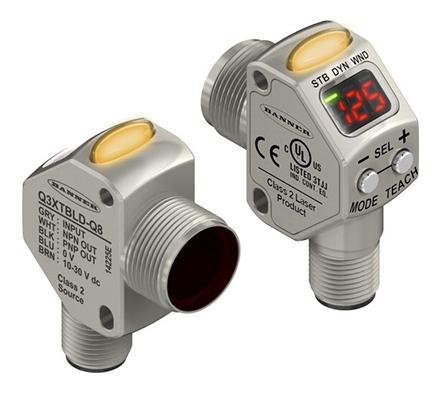 Produktfoto 1 von Banner Q3X zylindrisch Kontrastsensor, Diffus, Bereich 0 → 300 mm, Bipolarer NPN/PNP Ausgang,