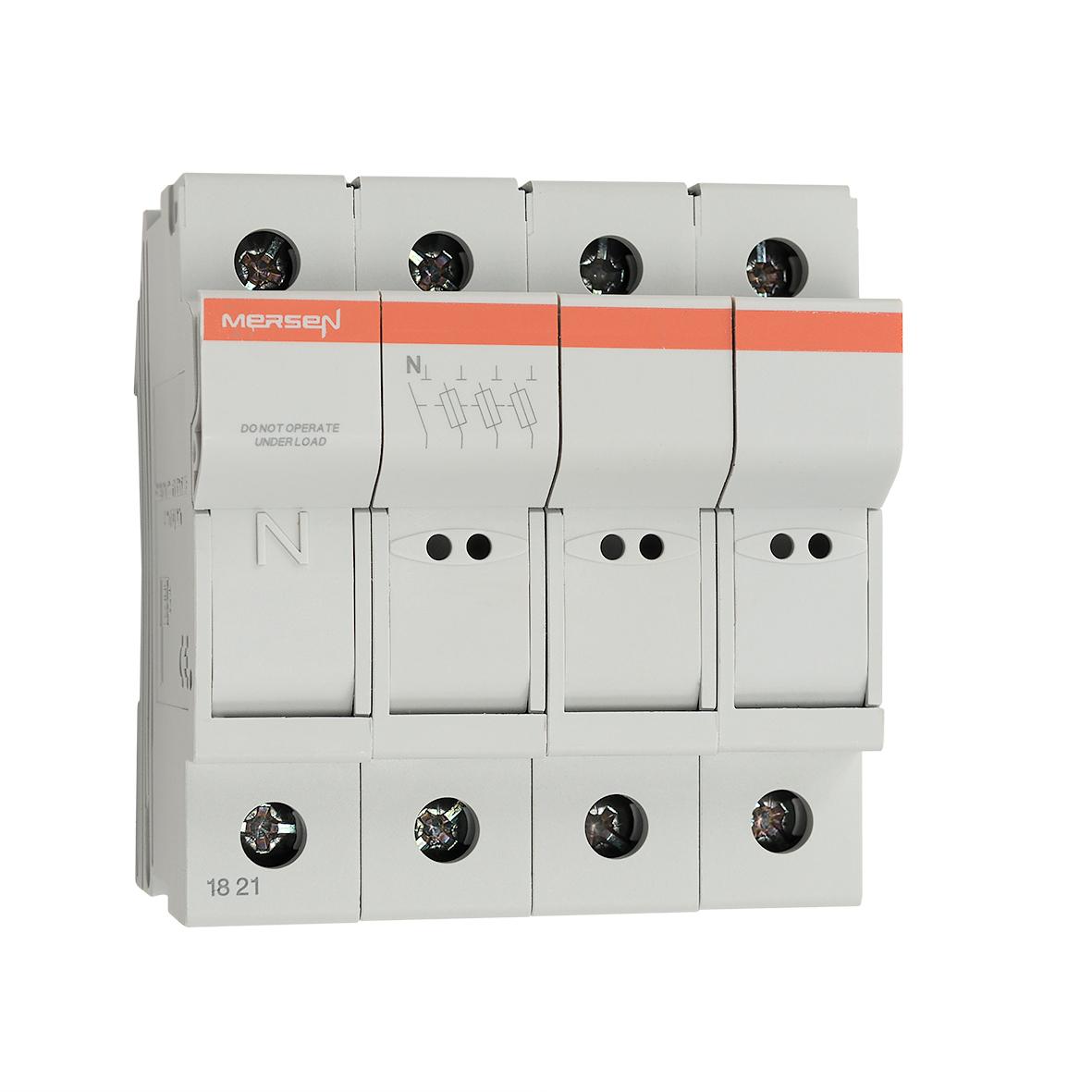 Mersen Sicherungshalter für Hutschienenmontage Modulostar für 8 x 31mm Sicherungen 25A 400V ac, Serie CMC8 3P+N-polig