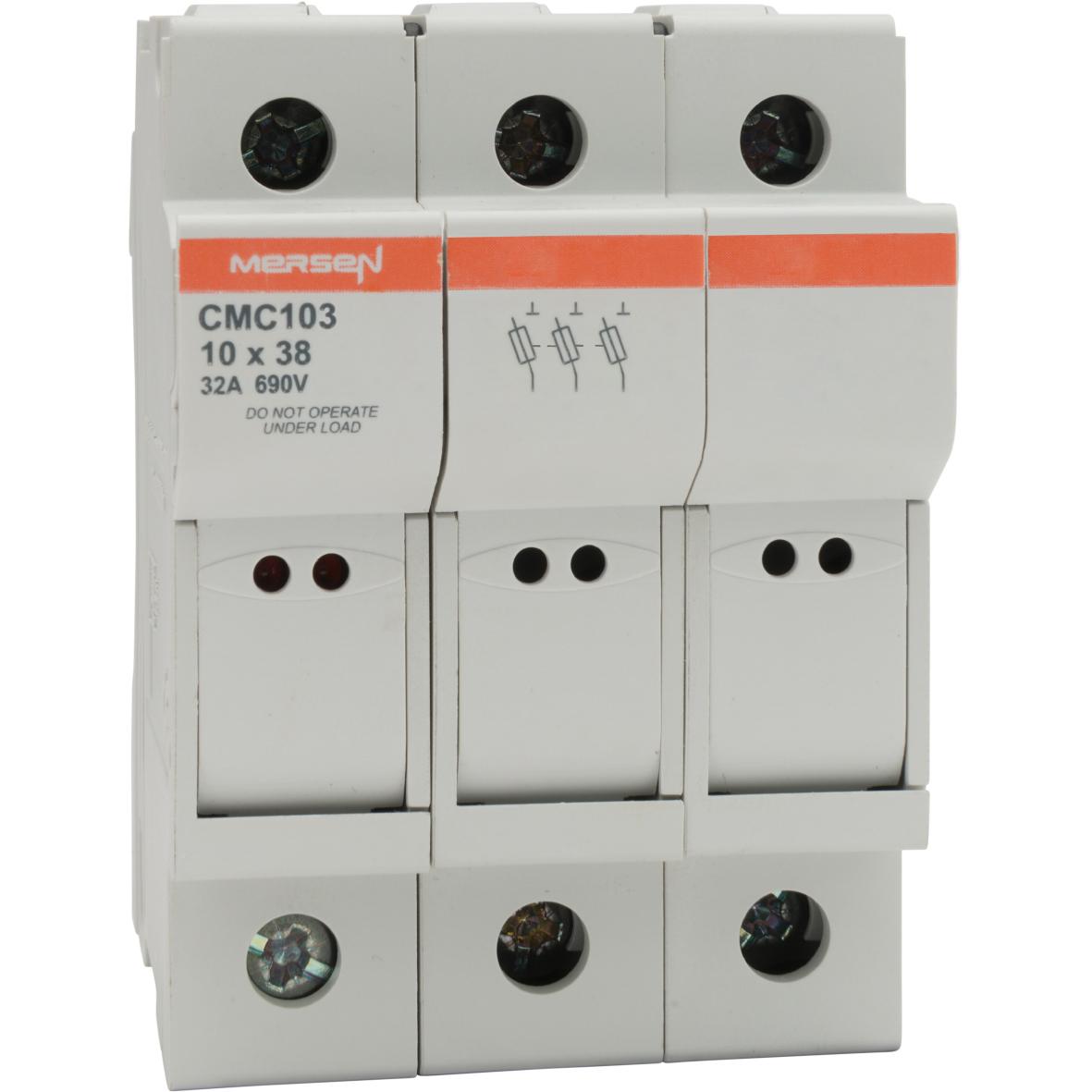 Mersen Sicherungshalter für Hutschienenmontage Modulostar für 10 x 38mm Sicherungen 32A 690 V ac → 1kV ac/dc,