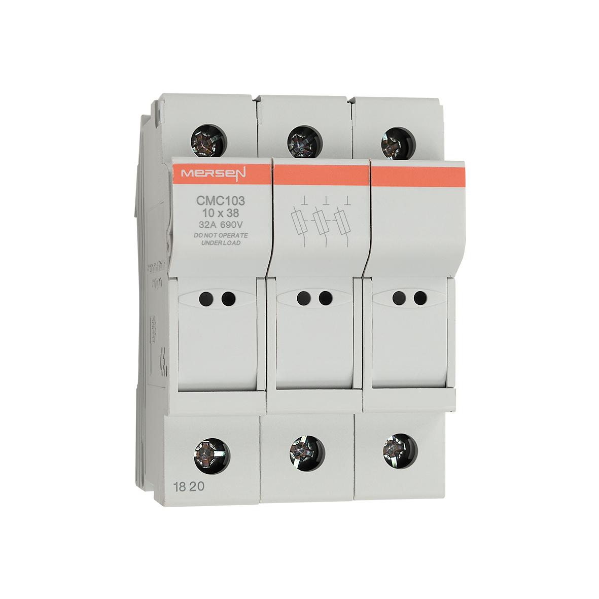 Mersen Sicherungshalter für Hutschienenmontage Modulostar für 10 x 38mm Sicherungen 30A 600V ac, Serie CUSCC 3P-polig