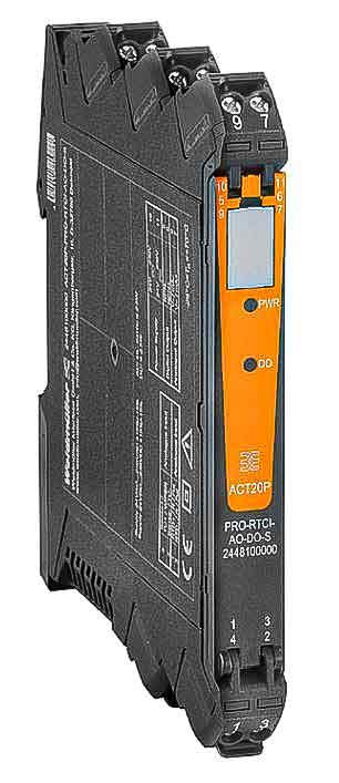 Produktfoto 1 von Weidmüller ACT20P Signalwandler, Temperaturwandler 230 V ac, 24 → 230V dc, Widerstands-Temperaturfühler (RTD)