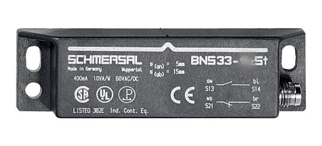 Produktfoto 1 von Schmersal BNS33 BNS33 M8 Sicherheitsschalter aus Kunststoff 100V ac/dc, Schließer/Öffner, Kodierschalter