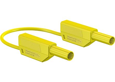 Produktfoto 1 von Staubli Messleitung 4mm Stecker / Stecker, Gelb PVC-isoliert 2m / 32A CAT II 1000V