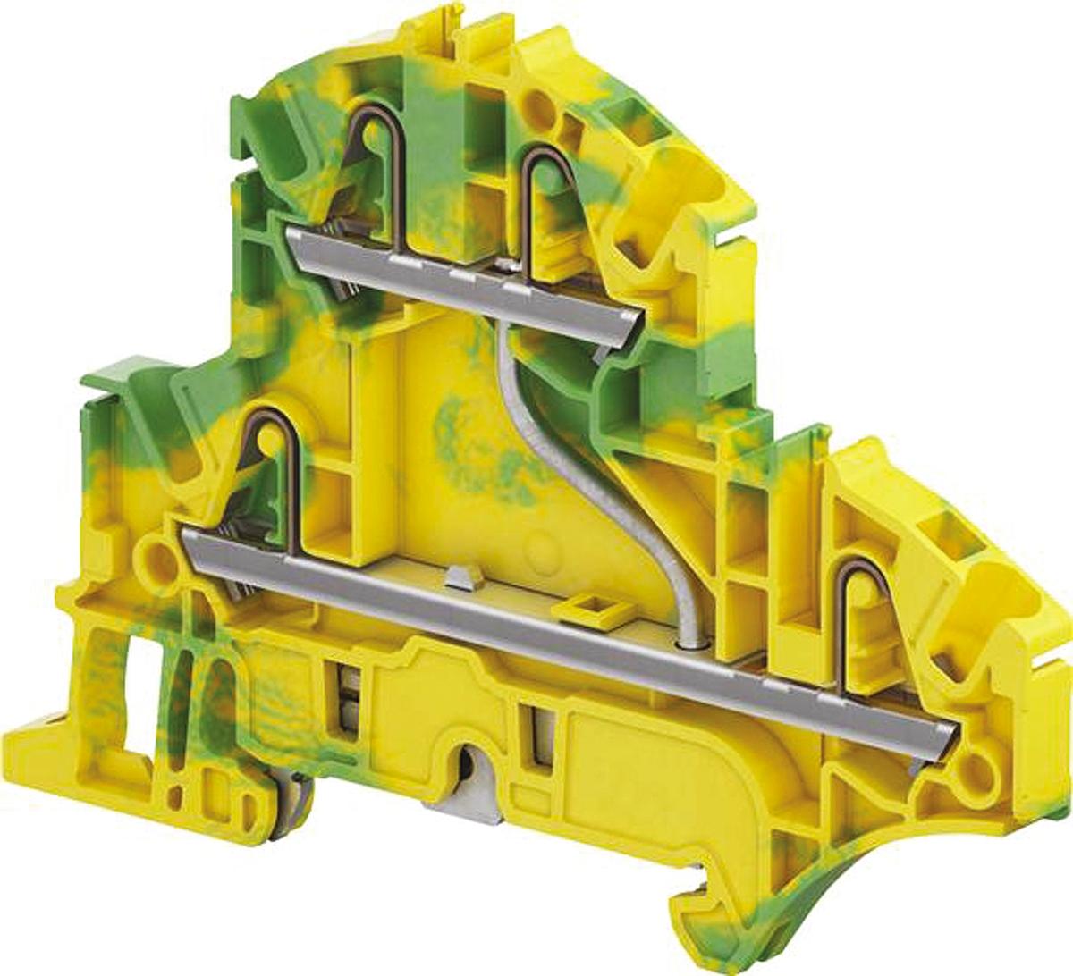 Produktfoto 1 von Entrelec ZK2.5 Anschlussklemme für Standard-DIN-Schiene Zweifach Grün, Gelb, 2.5mm², Federklemme