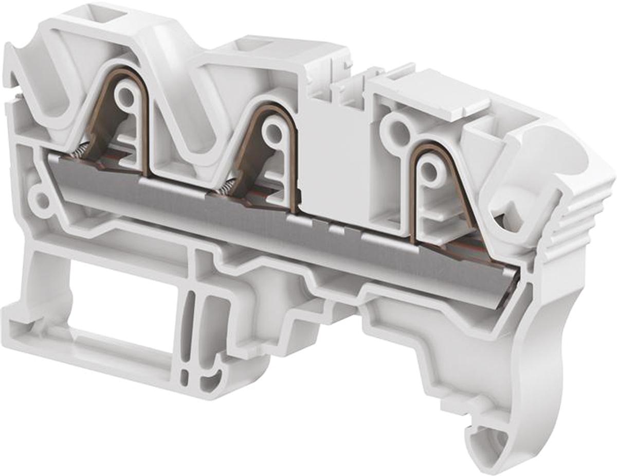 Produktfoto 1 von Entrelec ZK6 Anschlussklemme für Standard-DIN-Schiene Einfach Grau, 6mm², 1 kV / 50A, Federklemme