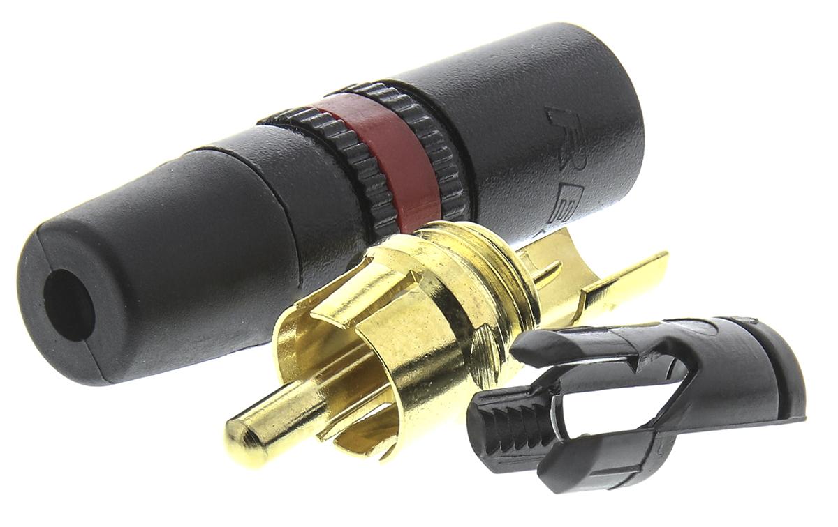 Produktfoto 1 von Neutrik Stecker Abgewinkelt Schwarz, Rot Cinchstecker, Kontakt vergoldet, 50 V / 1A