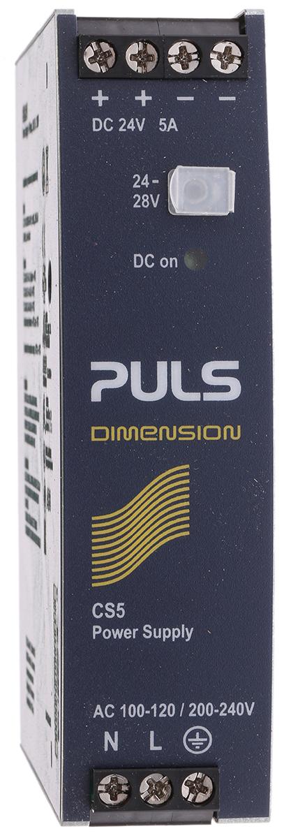 Produktfoto 1 von PULS DIMENSION C-Line Switch-Mode DIN-Schienen Netzteil 120W, 100 → 120V ac, 24V dc / 5A