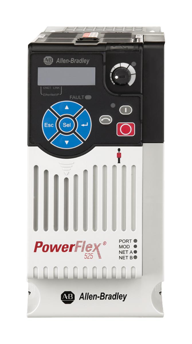 Produktfoto 1 von Allen Bradley PowerFlex 525, 1-Phasen Frequenzumrichter 1,5 kW, 230 V ac / 8 A 500Hz für Vernetztes Gerät