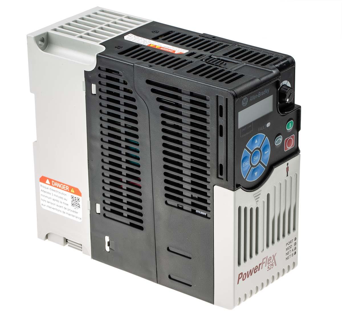 Produktfoto 1 von Allen Bradley PowerFlex 525, 3-Phasen Frequenzumrichter 0,4 kW, 400 V ac / 1,4 A 500Hz für Vernetztes Gerät