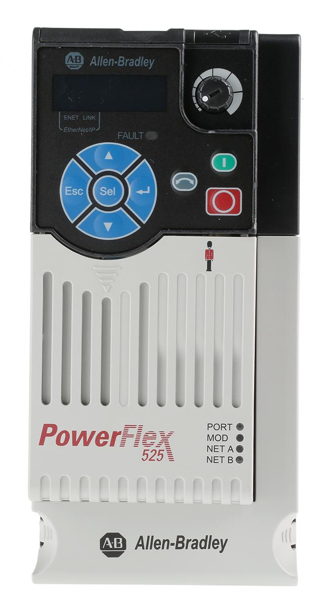 Produktfoto 1 von Allen Bradley PowerFlex 525, 3-Phasen Frequenzumrichter 4 kW, 400 V ac / 10,5 A 500Hz für Vernetztes Gerät