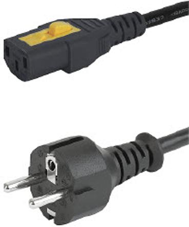 Produktfoto 1 von Schurter Netzkabel, A IEC C13 / Buchse, B CEE 7/7 / Stecker, 10 A, 2m Schwarz 250 V