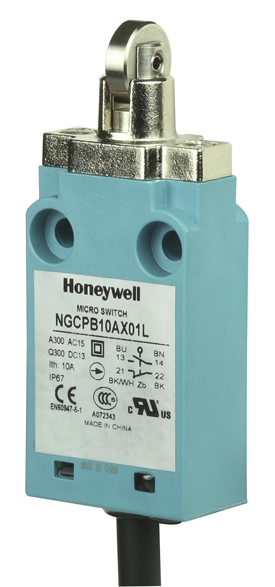 Produktfoto 1 von Honeywell NGC Endschalter, Rollenstößel, 1-poliger Wechsler, Schließer/Öffner, IP 67, Kunststoff, 6A Anschluss Kabel