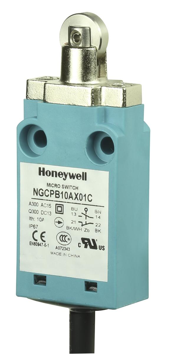 Produktfoto 1 von Honeywell NGC Endschalter, Rollenstößel, 1-poliger Wechsler, Schließer/Öffner, IP 67, Kunststoff, 6A Anschluss Kabel