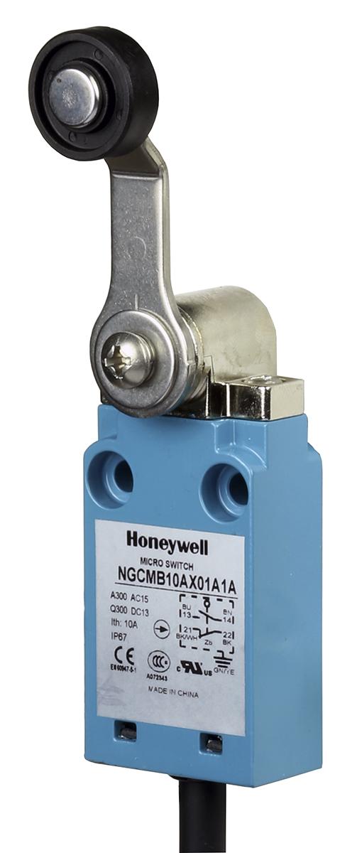 Produktfoto 1 von Honeywell NGC Endschalter, Rollenhebel, 2-poliger Wechsler, 2 Schließer/2 Öffner, IP 67, Metall, 10mA Anschluss Kabel