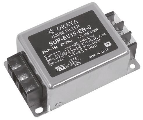 Produktfoto 1 von Okaya SUP-EV Entstörfilter, 250 V ac, 5A, Flanschmontage, Flachstecker 1 mA