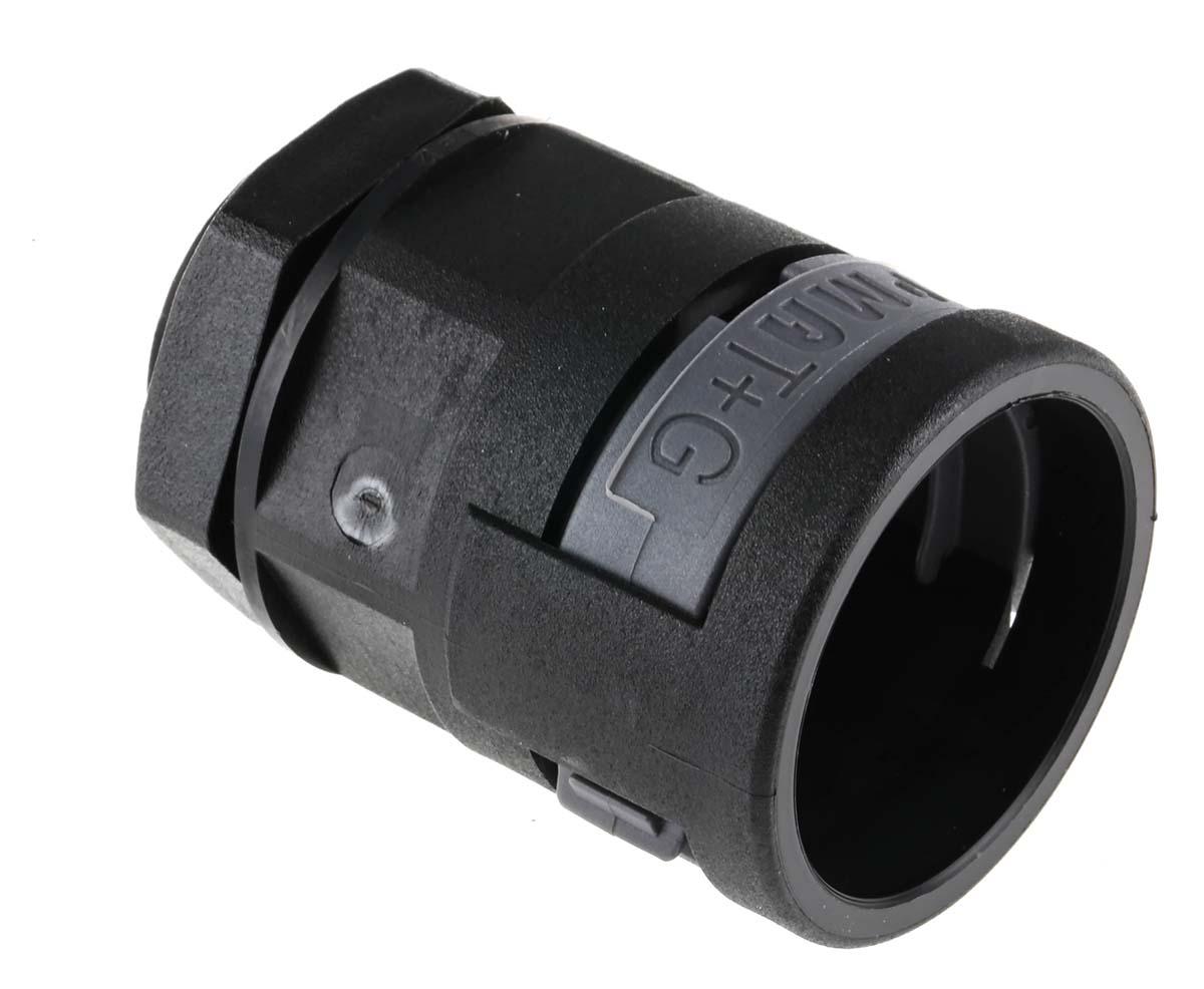 PMA PA 6 Kabelrohr Befestigung Gerade M25 23mm Schwarz Schwarz-Finish IP68