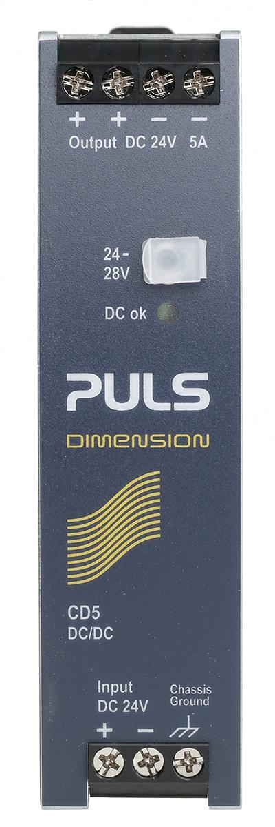 Produktfoto 1 von PULS DIMENSION-CD DC/DC-Wandler 120W 24 V dc IN, 24V dc OUT / 5A 500V dc isoliert