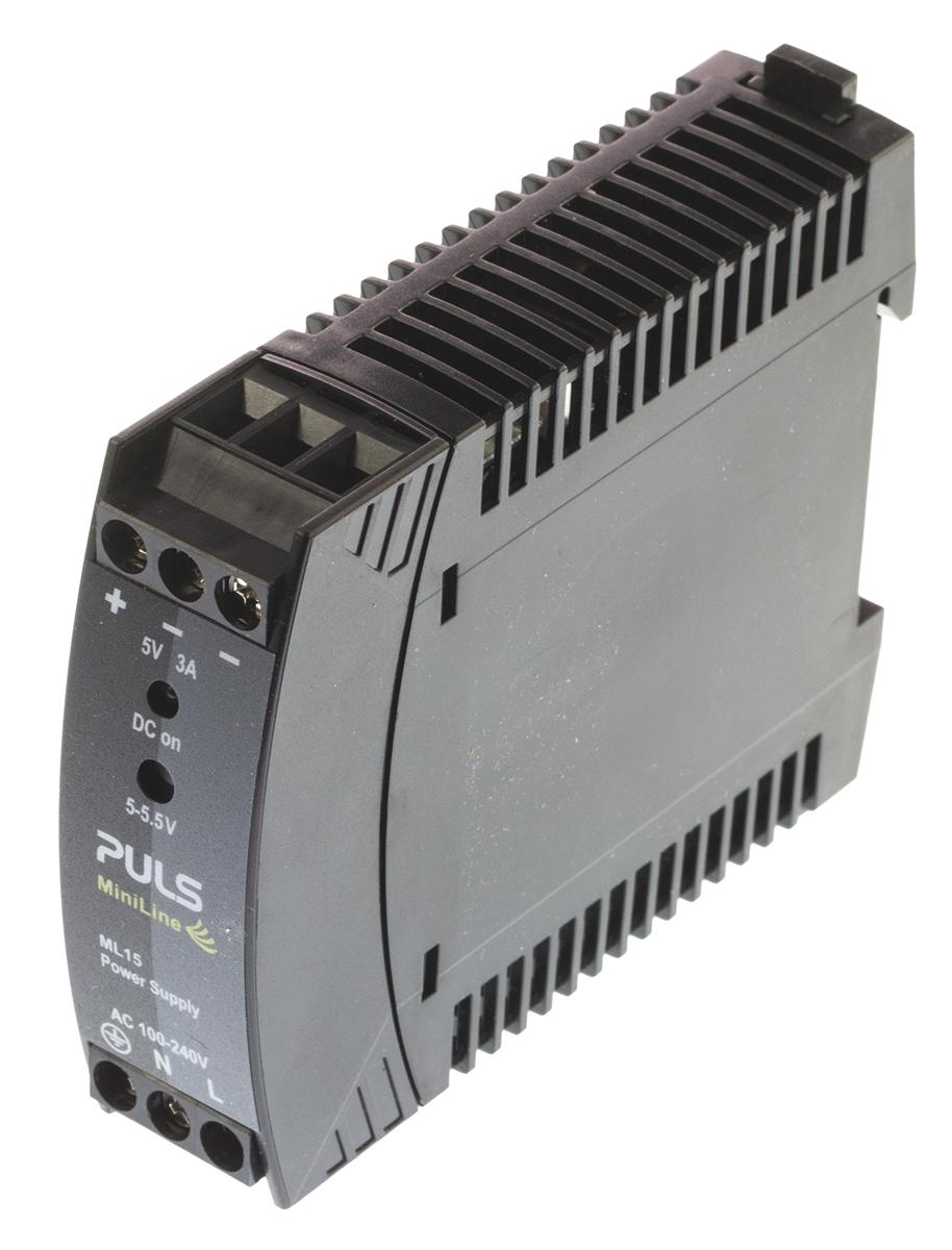 Produktfoto 1 von PULS MiniLine MLY Switch-Mode DIN-Schienen Netzteil 15W, 100 → 240V ac, 5V dc / 3A