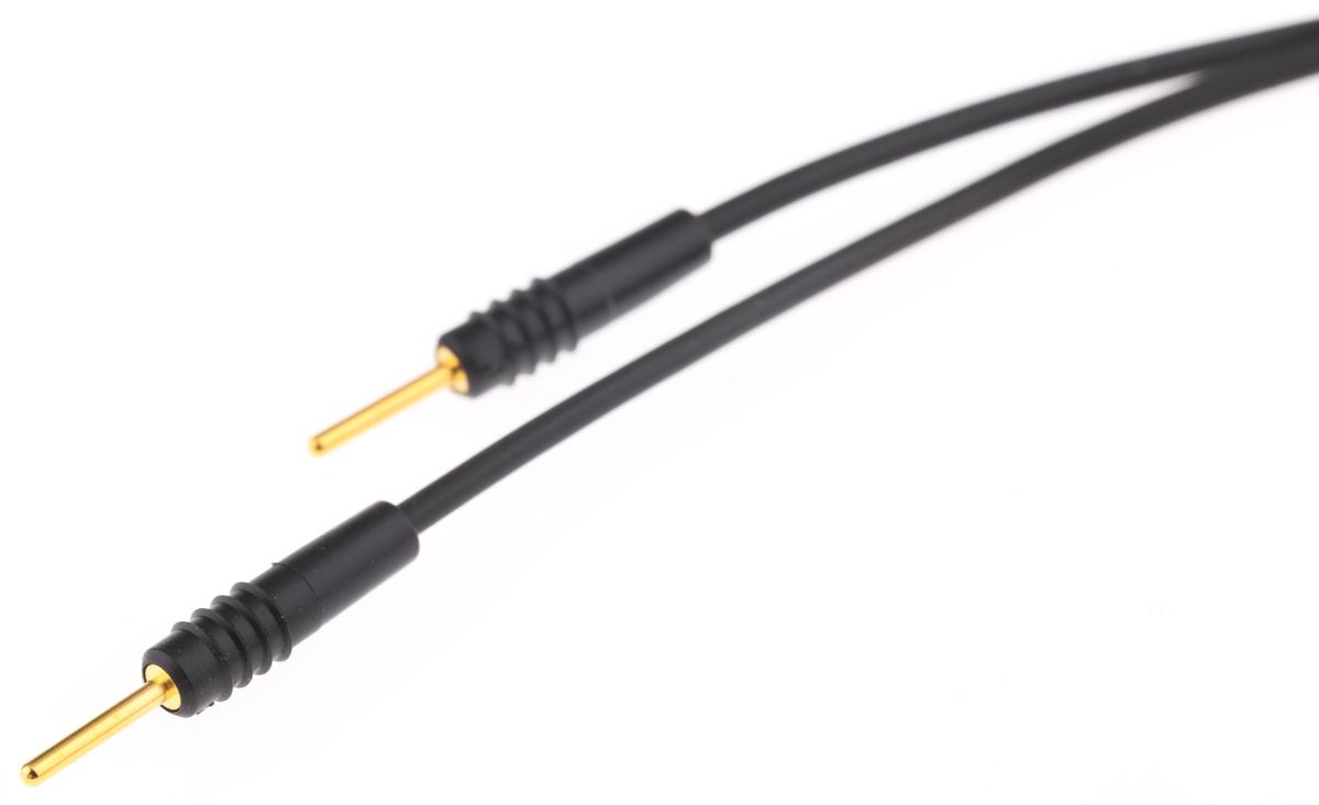 Produktfoto 1 von Staubli Messleitung für 1mm Steckverbinder Stecker / Stecker, Schwarz PVC-isoliert 300mm, 30 V ac, 60V dc / 6A