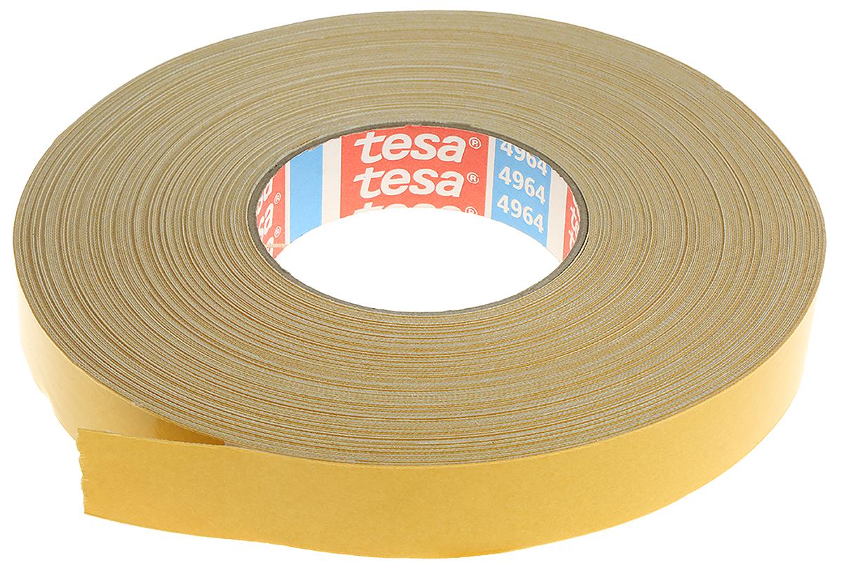 Tesa 4964 Doppelseitiges Gewebeband, Weiß, 0°C bis +160°C, Stärke 0.39mm, 25mm x 50m