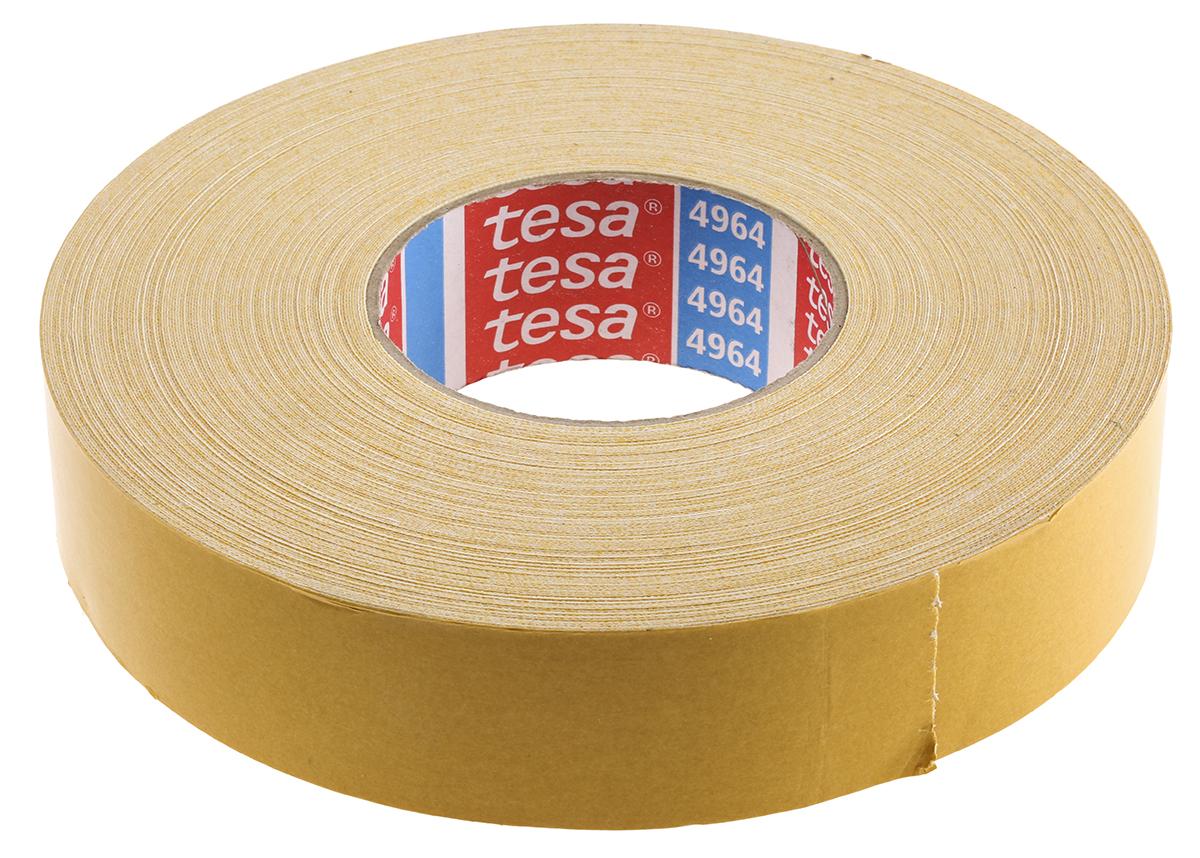 Tesa 4964 Doppelseitiges Gewebeband, Weiß, 0°C bis +160°C, Stärke 0.39mm, 38mm x 50m