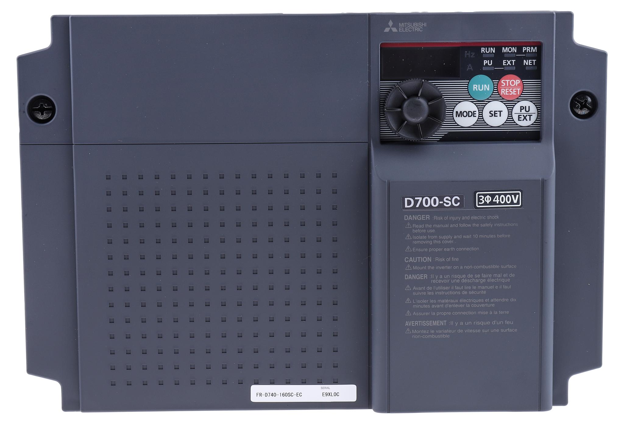 Produktfoto 1 von Mitsubishi FR-D740, 3-Phasen Frequenzumrichter 7,5 kW, 400 V ac / 16 A 0.2 → 400Hz für Wechselstrommotoren