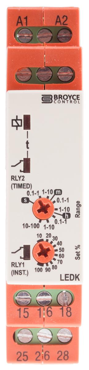 Produktfoto 1 von Broyce Control Zeitrelais, DIN-Schienen, 0.1 s → 100h, 12 → 230V ac/dc, 2 Kont. Einfach, 2