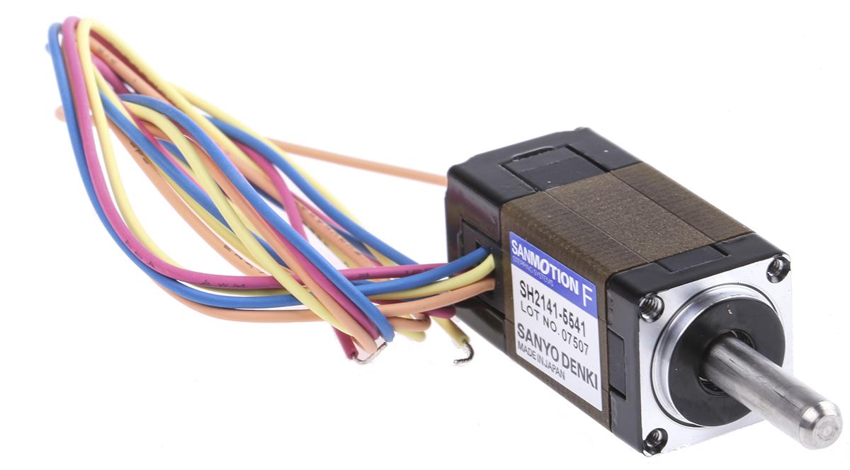 Sanyo Denki SH21 Hybrid 1.8° Schrittmotor 24 V / 300 mA 6.5mNm 4-adrig, 14 x 14mm Wellen-Ø 4mm